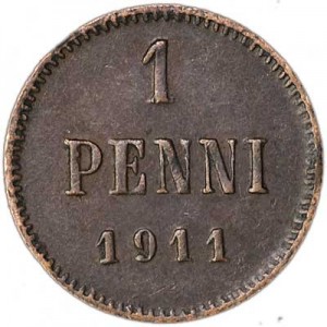 1 penni 1911 Finland price, composition, diameter, thickness, mintage, orientation, video, authenticity, weight, Description