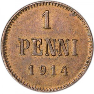 1 penni 1914 Finland price, composition, diameter, thickness, mintage, orientation, video, authenticity, weight, Description