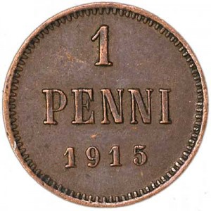 1 penni 1915 Finland price, composition, diameter, thickness, mintage, orientation, video, authenticity, weight, Description