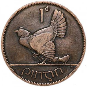 1 пенни 1928 Ирландия Тетерев цена, стоимость