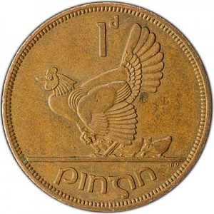 1 penny 1968 Ireland price, composition, diameter, thickness, mintage, orientation, video, authenticity, weight, Description