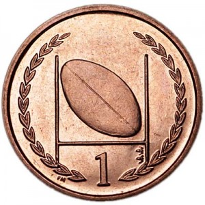 1 penny 1998 Isle of Man, Rugby price, composition, diameter, thickness, mintage, orientation, video, authenticity, weight, Description