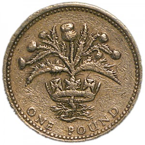 1 фунт 1984 Англия, Чертополох и королевская диадема Шотландии, из обращения цена, стоимость