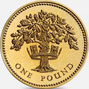 1 pound 1992 Oak Tree and royal diadem representing England price, composition, diameter, thickness, mintage, orientation, video, authenticity, weight, Description