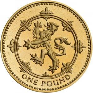 1 фунт 1994 Англия, Лев, символизирующий Шотландию цена, стоимость