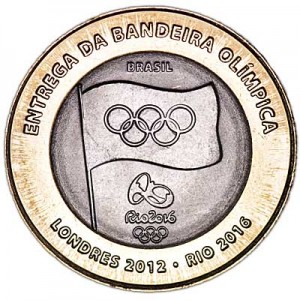 1 реал 2012 Бразилия, Передача олимпийского флага цена, стоимость