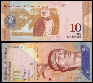 10 боливаров, 2007, Венесуэла, банкнота, хорошее качество XF