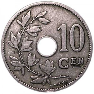 10 сантимов 1901-1909 Бельгия, из обращения цена, стоимость