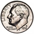 One dime 10 cents 1992 US Roosevelt, mint D