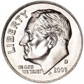 One dime 10 cents 2009 US Roosevelt, mint D