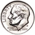One dime 10 cents 2010 US Roosevelt, mint D
