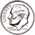 One dime 10 cents 2014 US Roosevelt, mint D