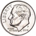 One dime 10 cents 2014 US Roosevelt, mint P