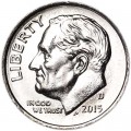 One dime 10 cents 2015 US Roosevelt, mint D