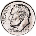 One dime 10 cents 2017 US Roosevelt, mint P
