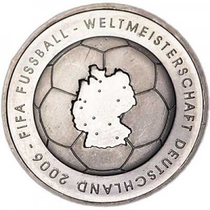10 euro 2003 Germany, XVIII World Cup 2006,   price, composition, diameter, thickness, mintage, orientation, video, authenticity, weight, Description