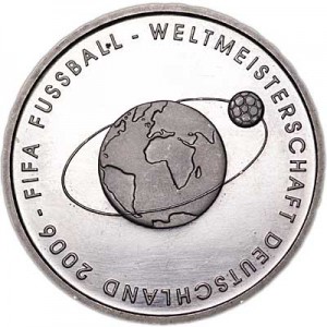 10 euro 2004, Germany, 2006 FIFA World Cup,  price, composition, diameter, thickness, mintage, orientation, video, authenticity, weight, Description