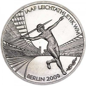 10 euro 2009 Germany, XII World Championships in Athletics 2009,  price, composition, diameter, thickness, mintage, orientation, video, authenticity, weight, Description