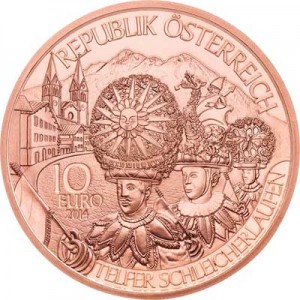 10 Euro 2014 Austria Tirol price, composition, diameter, thickness, mintage, orientation, video, authenticity, weight, Description