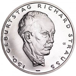 10 евро 2014 Германия, 150 лет со дня рождения Рихарда Штрауса цена, стоимость
