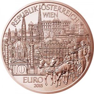 10 euro 2015 Austria, Vienna price, composition, diameter, thickness, mintage, orientation, video, authenticity, weight, Description