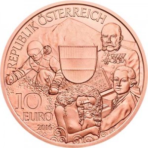 10 euro 2016 Austria, Great Austrians price, composition, diameter, thickness, mintage, orientation, video, authenticity, weight, Description