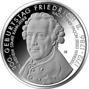 10 евро 2012 Германия Фридрих II Великий, двор A цена, стоимость