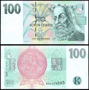 100 крон Чехия, банкнота XF цена, стоимость