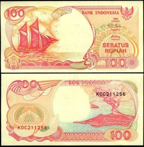 100 рупий 1992 Индонезия, Корабль, банкнота, хорошее качество XF