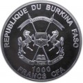 1000 Franc 2013 Burkina Faso Crocodile farbig, silber