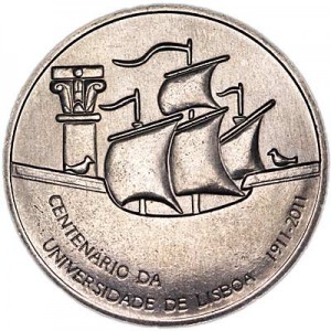 2,5 евро 2011 Португалия, 100 лет Лиссабонскому университету цена, стоимость