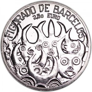 2.5 euros 2016 Portugal, Fig of Barcelos price, composition, diameter, thickness, mintage, orientation, video, authenticity, weight, Description