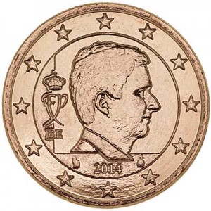 2 цента 2014 Бельгия, UNC цена, стоимость