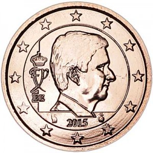 2 цента 2015 Бельгия, UNC цена, стоимость