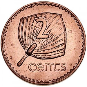 2 cents 2001 Fiji, Palm Fan, UNC price, composition, diameter, thickness, mintage, orientation, video, authenticity, weight, Description