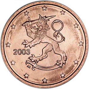 2 цента 2003 Финляндия, UNC цена, стоимость