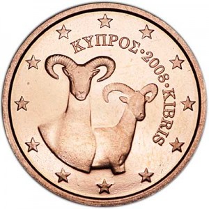 2 цента 2008 Кипр, UNC цена, стоимость