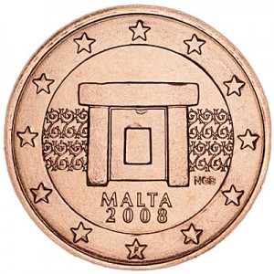 2 цента 2008 Мальта, UNC цена, стоимость