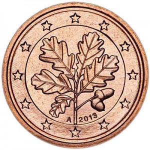 2 cents 2013 Germany A UNC price, composition, diameter, thickness, mintage, orientation, video, authenticity, weight, Description
