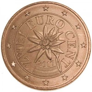 2 cents 2017 Austria UNC price, composition, diameter, thickness, mintage, orientation, video, authenticity, weight, Description