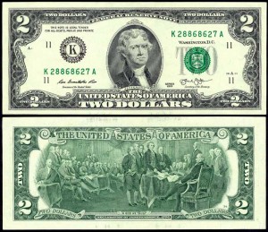 2 доллара 2013 США (K - Даллас), банкнота, хорошее качество XF