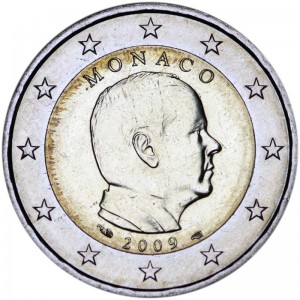 2 euro 2009 Monaco price, composition, diameter, thickness, mintage, orientation, video, authenticity, weight, Description