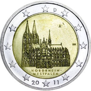 2 евро 2011 Германия, Северный Рейн - Вестфалия, серия "Федеральные земли Германии", A цена, стоимость