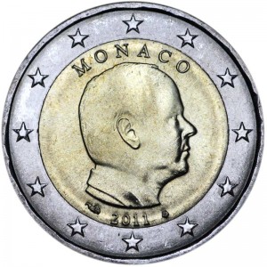2 euro 2011 Monaco price, composition, diameter, thickness, mintage, orientation, video, authenticity, weight, Description