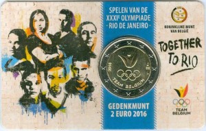 2 евро 2016 Бельгия Олимпиада в Рио, блистер цена, стоимость