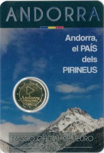2 евро 2017 Андорра, Страна в Пиринеях цена, стоимость