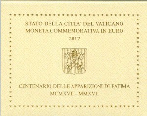 2 евро 2017 Ватикан, явления Девы Марии в Фатиме, в буклете цена, стоимость
