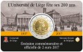 2 Euro 2017 Belgien, 200 Jubiläums-Universität Lüttich, im blister