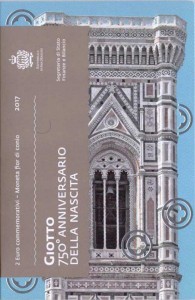 2 евро 2017 Сан-Марино, Джотто, в буклете цена, стоимость