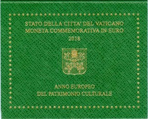 2 евро 2018 Ватикан, Европейский год культурного наследия, в буклете цена, стоимость